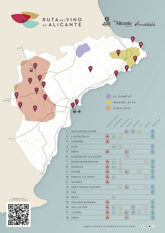 Mapa Turístico Ruta del Vino Alicante